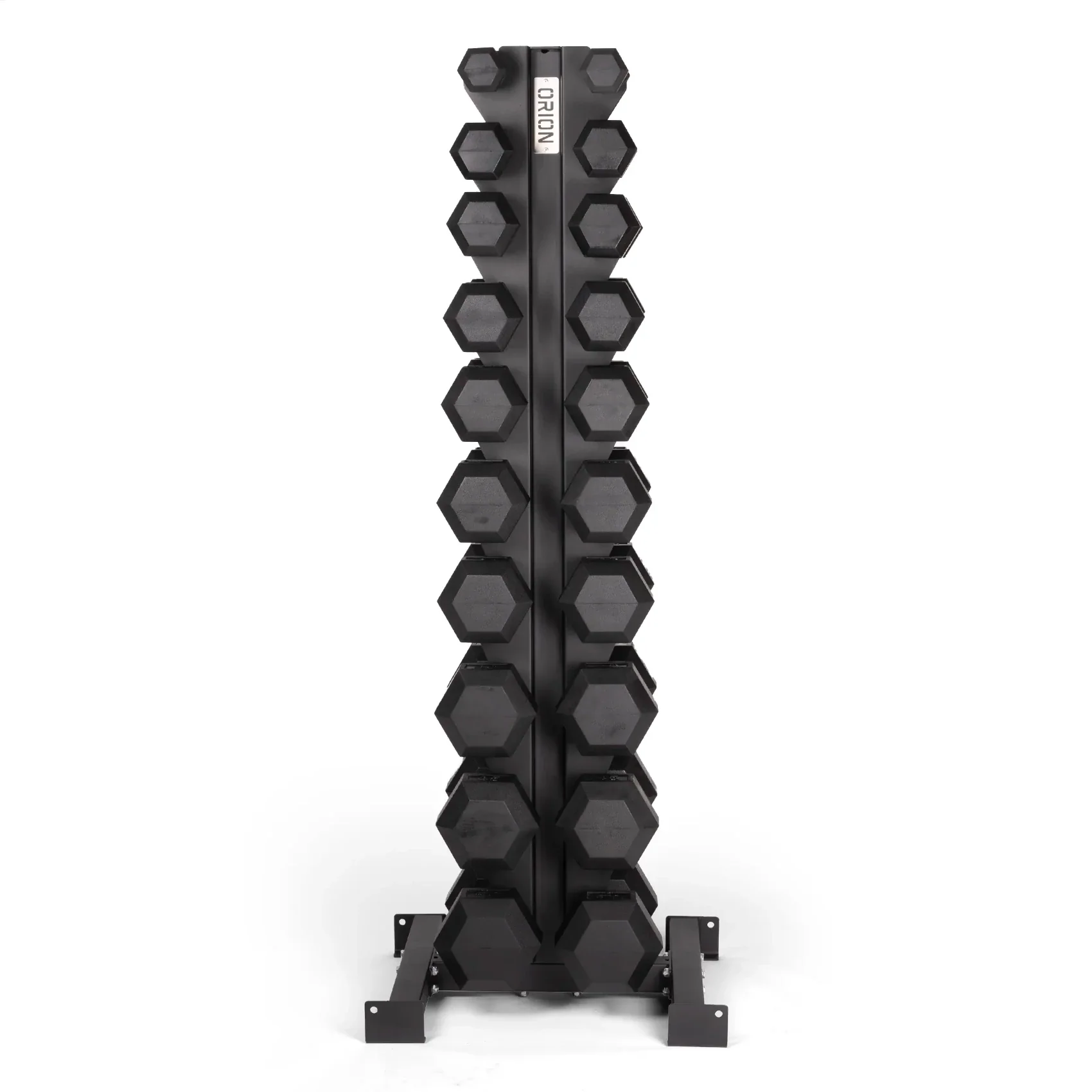 5-50lb Rubber Hex Dumbbell Set + 10 Pair Rack - Image 2
