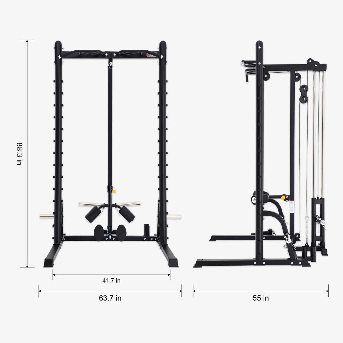 AL-6008 Squat Machine with Lat Pulldown & Low Row - Image 2
