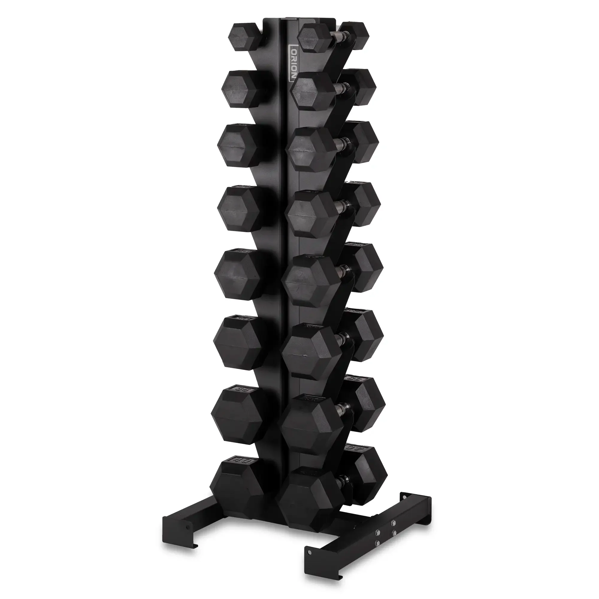 5-40lb Rubber Hex Dumbbell Set + 8 Pair Rack - Image 3