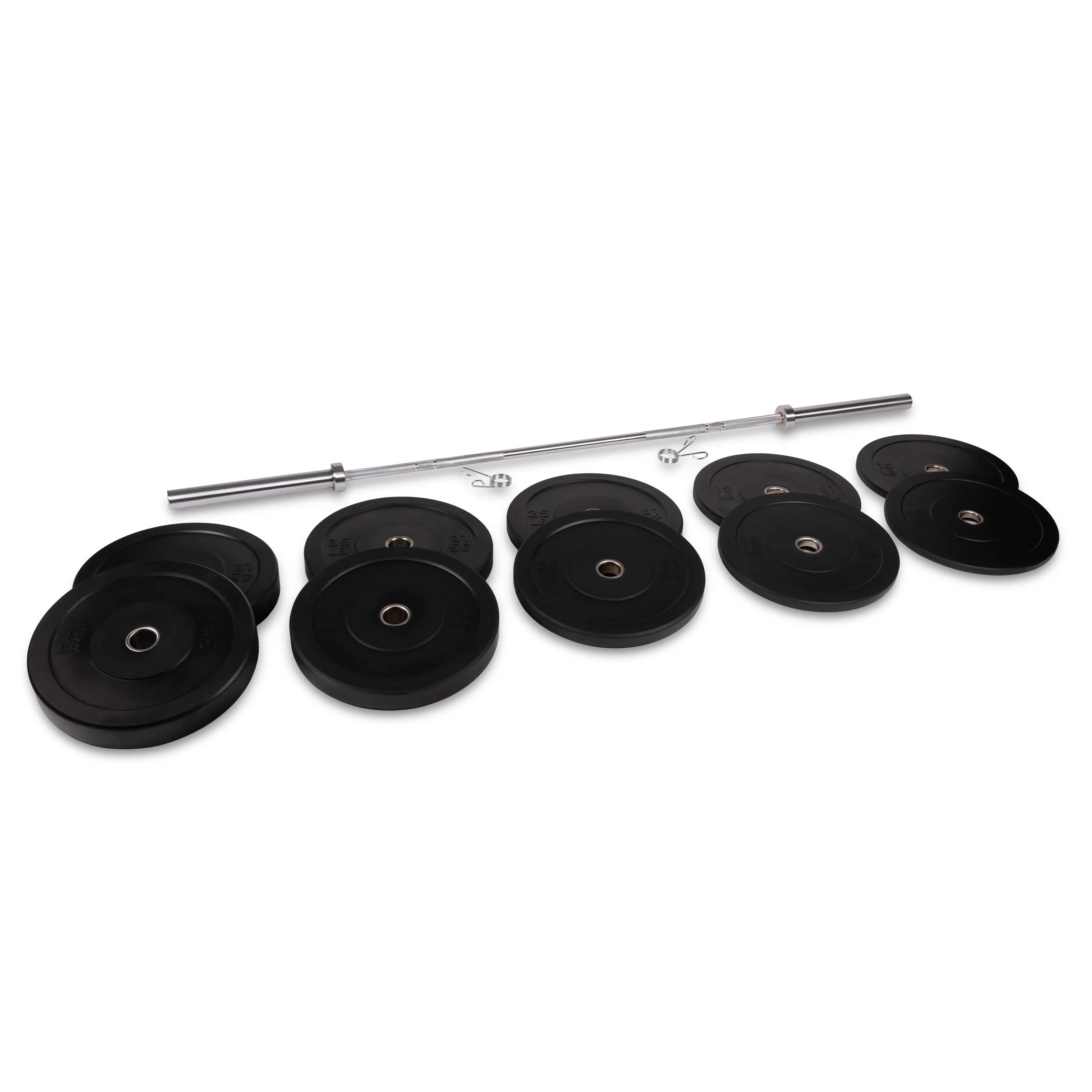 Rubber HD Olympic Bumper Plate + Bar Set - Image 3