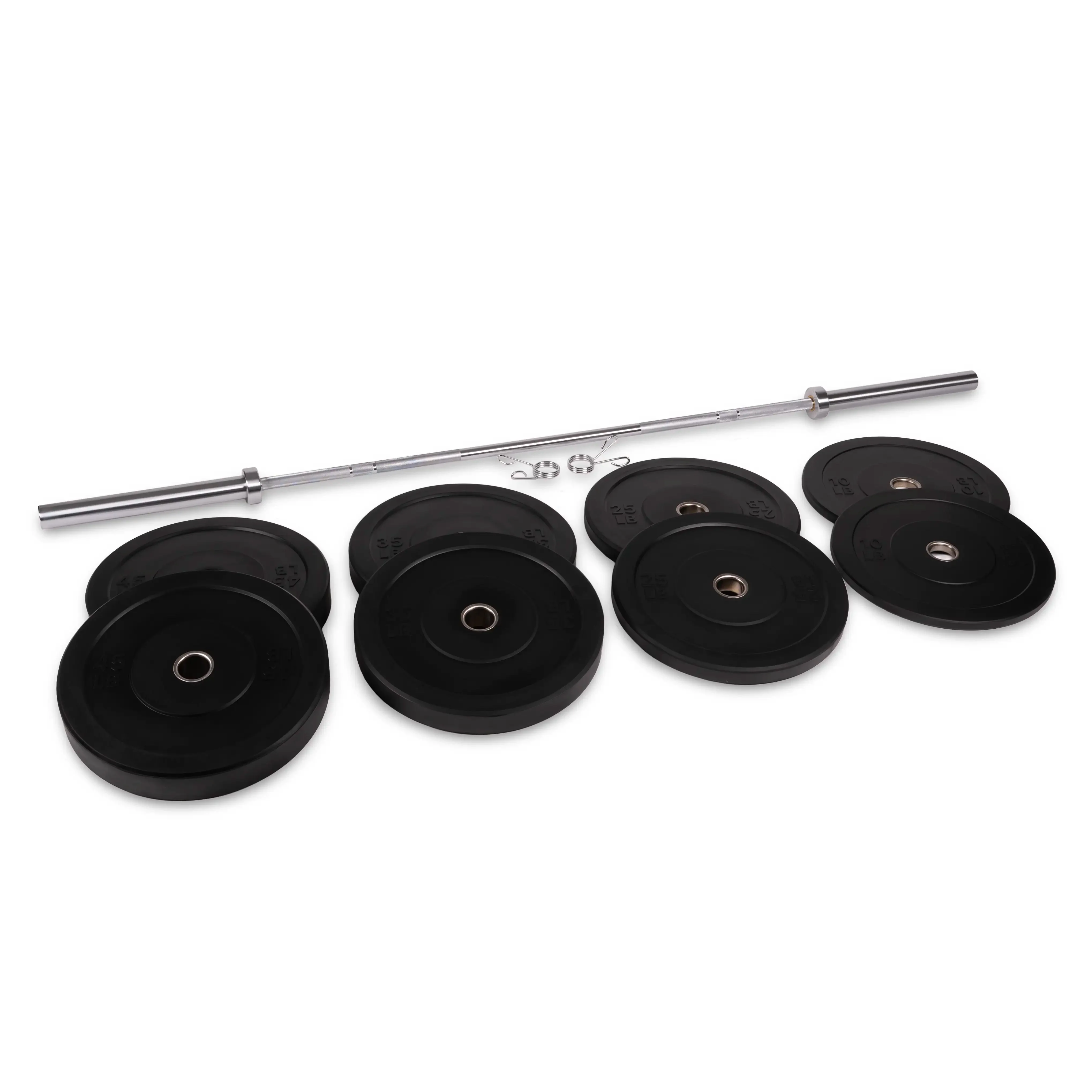 Rubber HD Olympic Bumper Plate + Bar Set - Image 4