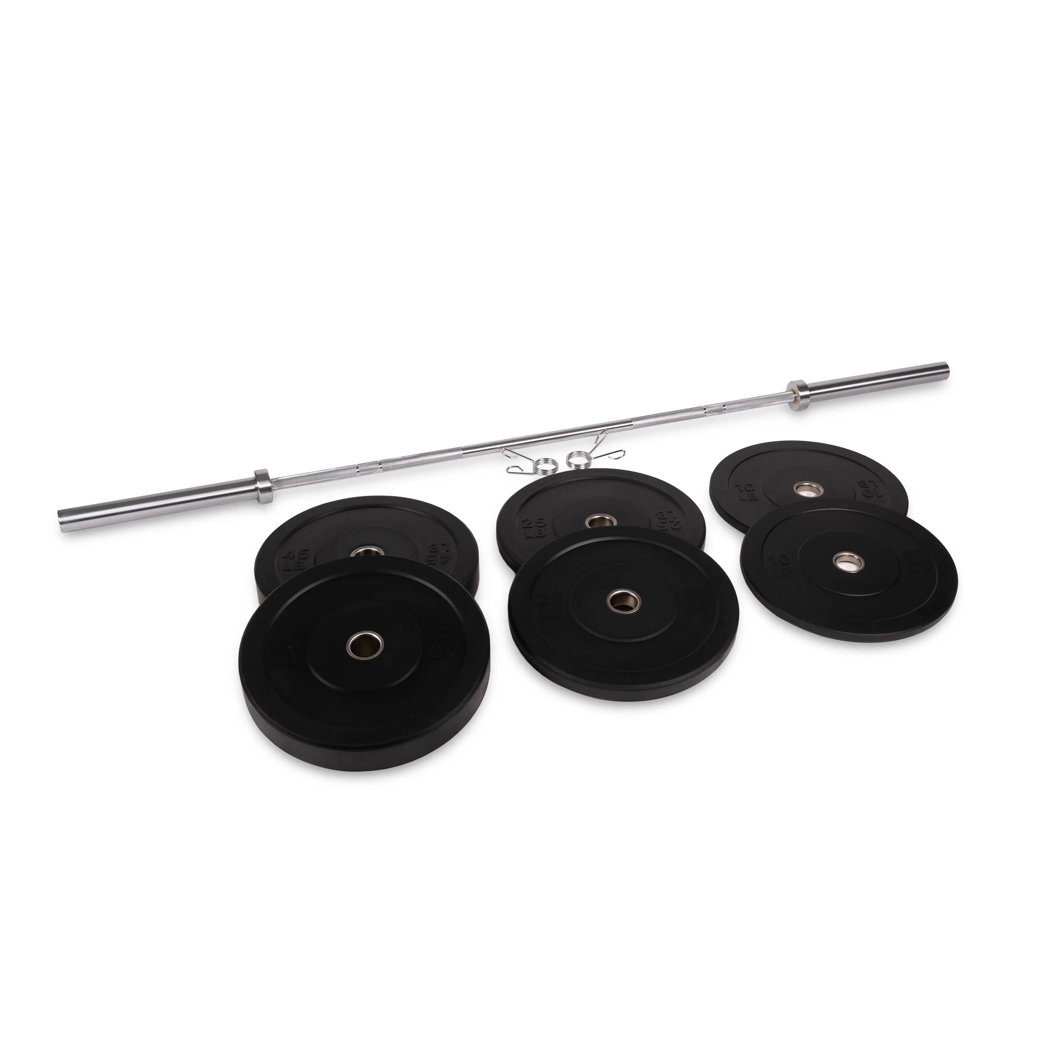 Rubber HD Olympic Bumper Plate + Bar Set - Image 5