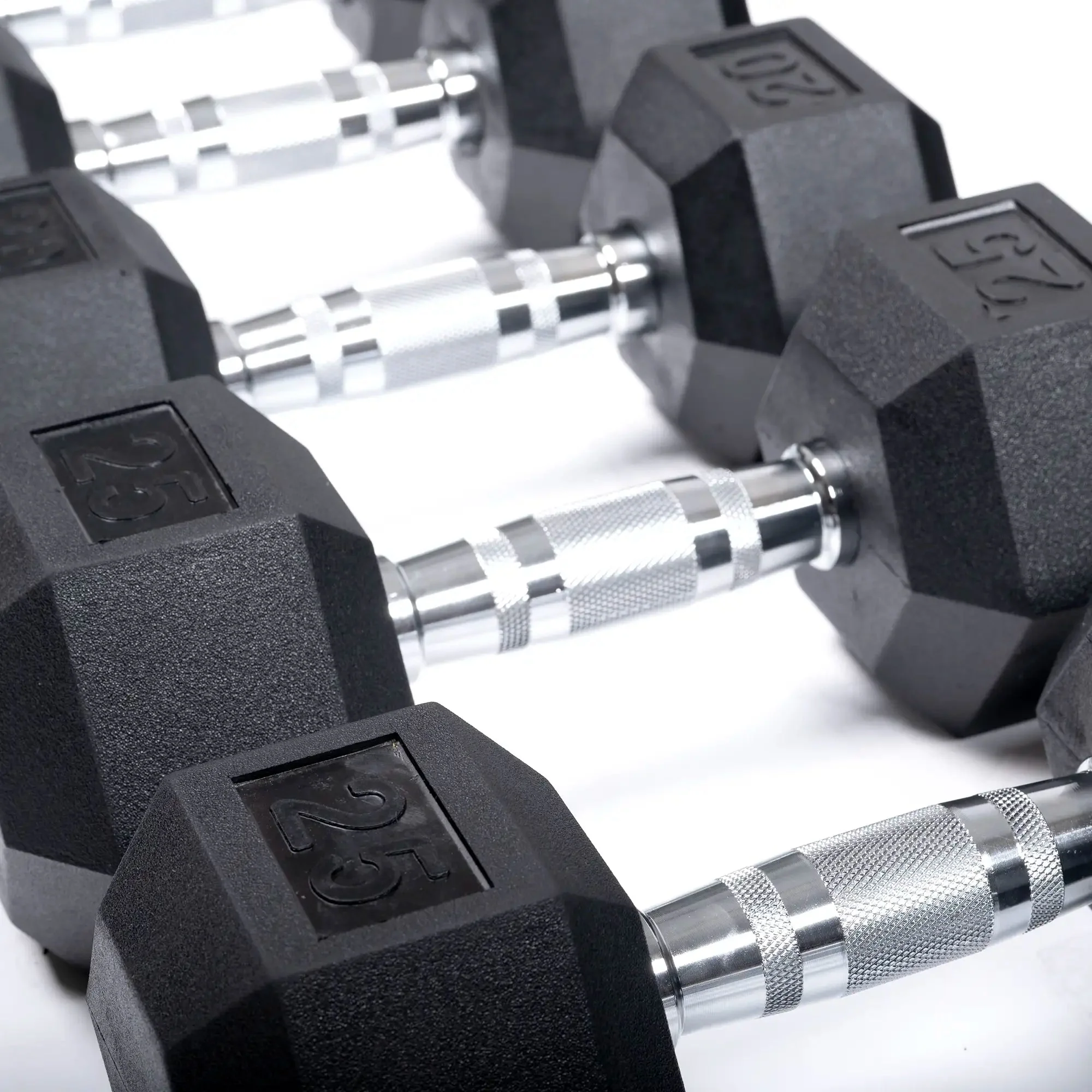 Rubber Hex Dumbbell Set + Racks | 5-75lb - Image 2